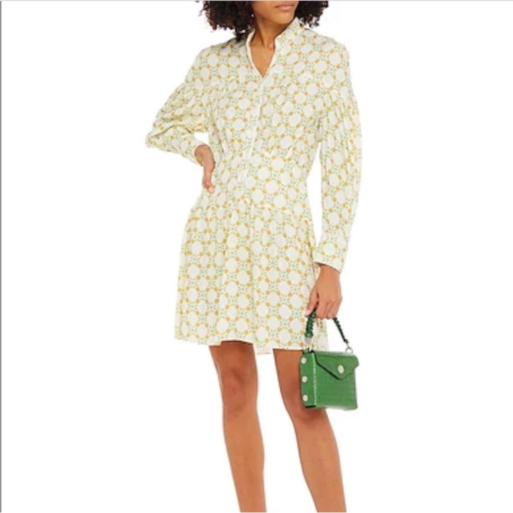 Sandro Elegant Cream and Gold Flower Dress